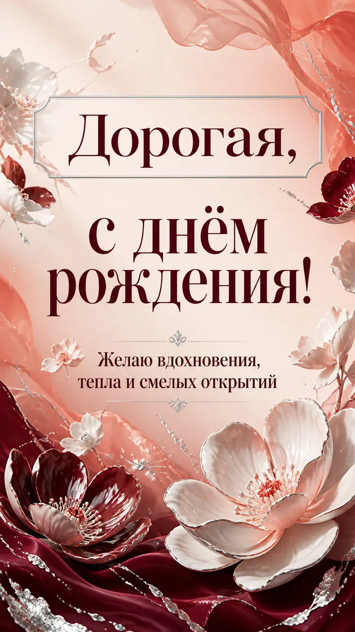 Музыкальная открытка №43: Дорогая, с днём рождения. Желаю вдохновения, тепла и смелых открытий