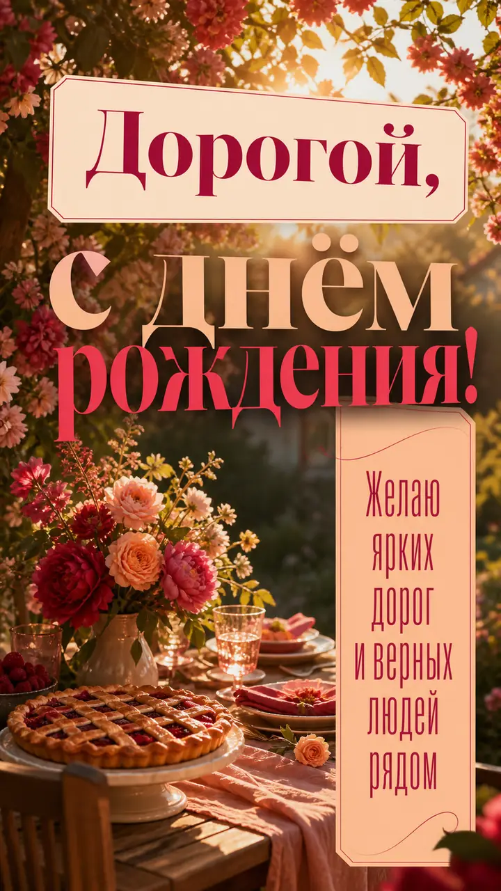 Музыкальная открытка №59: Дорогой, с днём рождения. Желаю ярких дорог и верных людей рядом