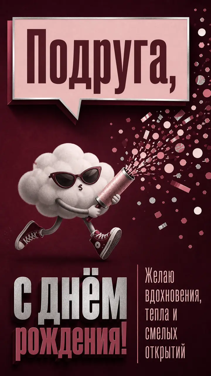 Музыкальная открытка №79: Подруга, с днём рождения. Желаю вдохновения, тепла и смелых открытий